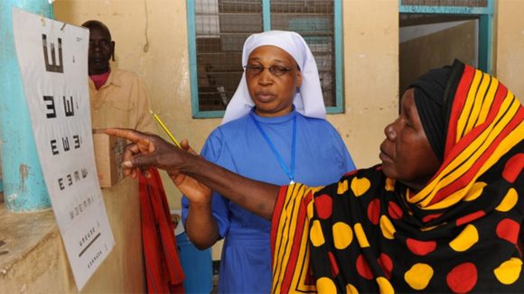 Hadiya undergoes an eye test.